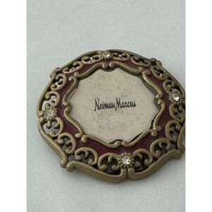 Neiman Marcus Jay Strongwater Mini Picture Frame Gold Burgundy Enamel Rhinestone